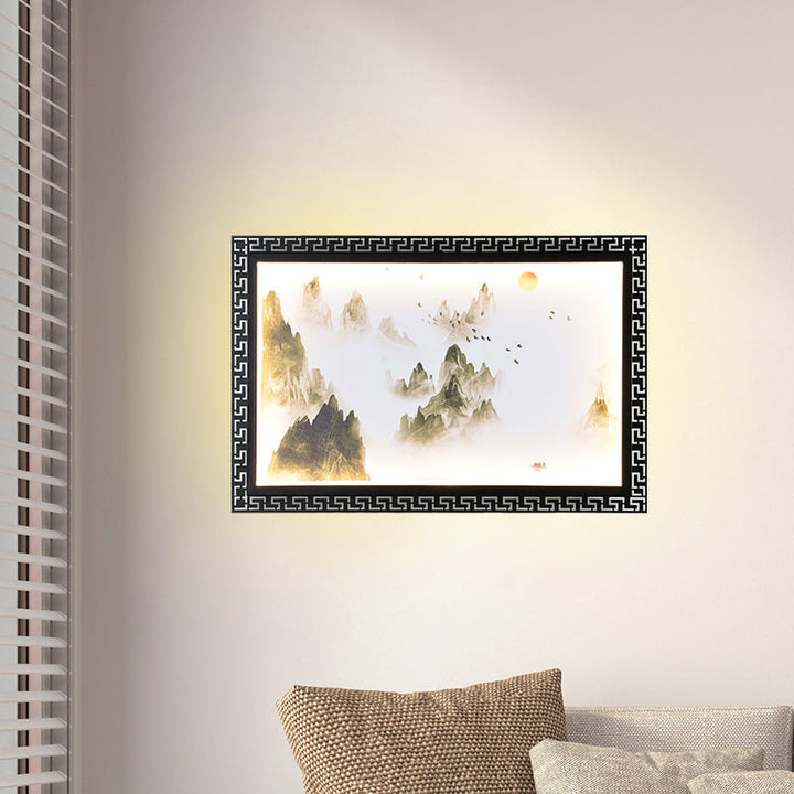 Skørter | Paradise/Misty Mountain Wall Lamp Chinese Fabric LED Black Wall Lighting for Home Decoration