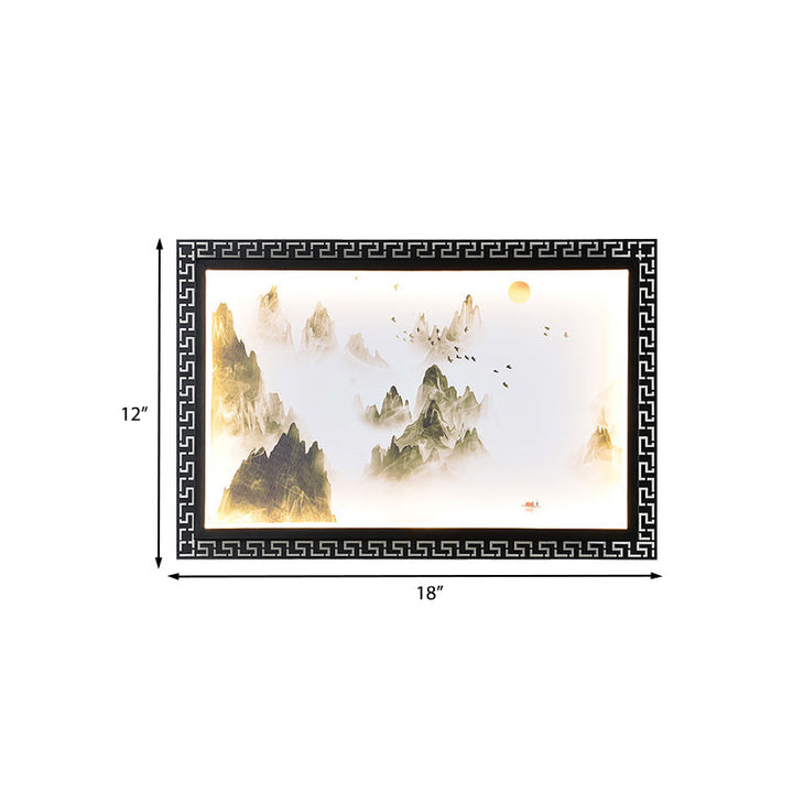 Skørter | Paradise/Misty Mountain Wall Lamp Chinese Fabric LED Black Wall Lighting for Home Decoration
