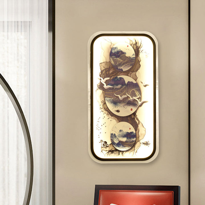 Skørter | Abstract Painting Mural Light Wall Lamp Asian Fabric Restaurant LED Wall Lamp Kit in Black
