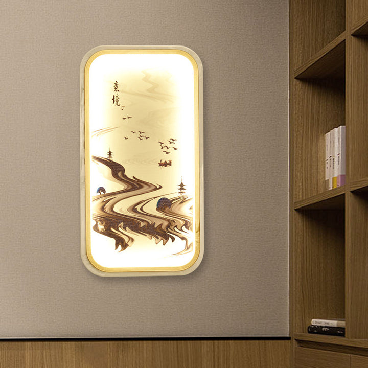 Skørter | Design Drawing Fabric Mural Lighting Asian Gold LED Wall Lamp for Living Room