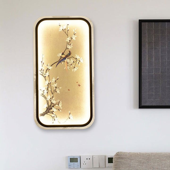 Skørter | Blooming Tree Wall Mural Light Asia Black Fabric Wall Lighting Fixture for Decoration