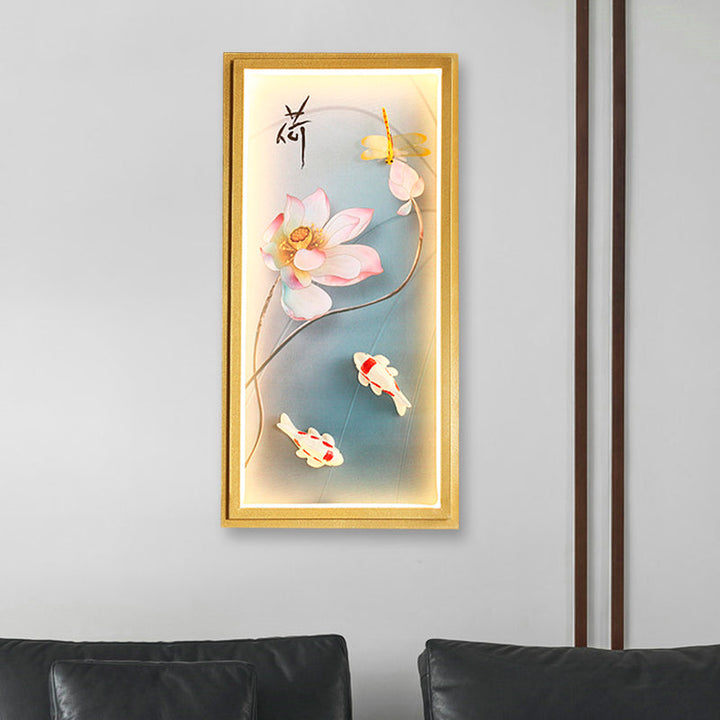 Skørter | Asia Lotus Fabric Wall Mount Wall Lamp LED Flush Mount Wall Sconces in Gold for Bedroom