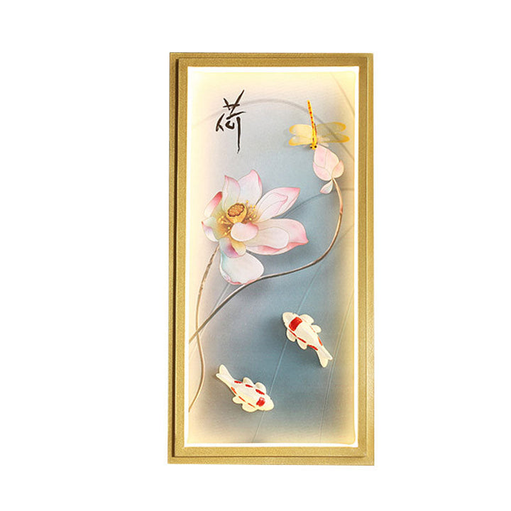 Skørter | Asia Lotus Fabric Wall Mount Wall Lamp LED Flush Mount Wall Sconces in Gold for Bedroom