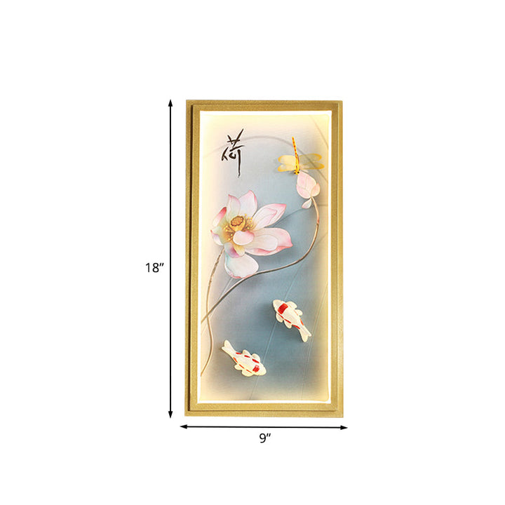 Skørter | Asia Lotus Fabric Wall Mount Wall Lamp LED Flush Mount Wall Sconces in Gold for Bedroom