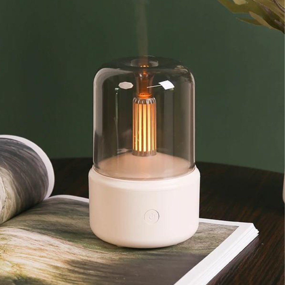 Lisslune | Retro Aroma Diffuser with Night Light - USB Essential Oil Air Humidifier for Home and Office