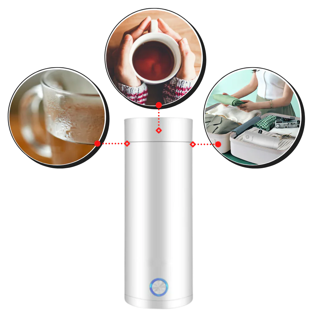 Lisslune | Portable Water Boiler 400ml – Compact Travel Kettle with Intelligent Temperature Control & Double Insulation