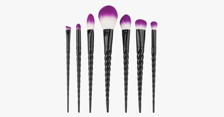 Lisslune | Black Unicorn Makeup Brush Set with 7 Brushes – For the Perfect Blending