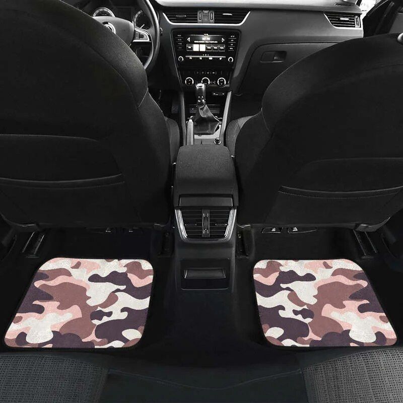 Lisslune | Chic Pink & Brown Camo Car Mats
