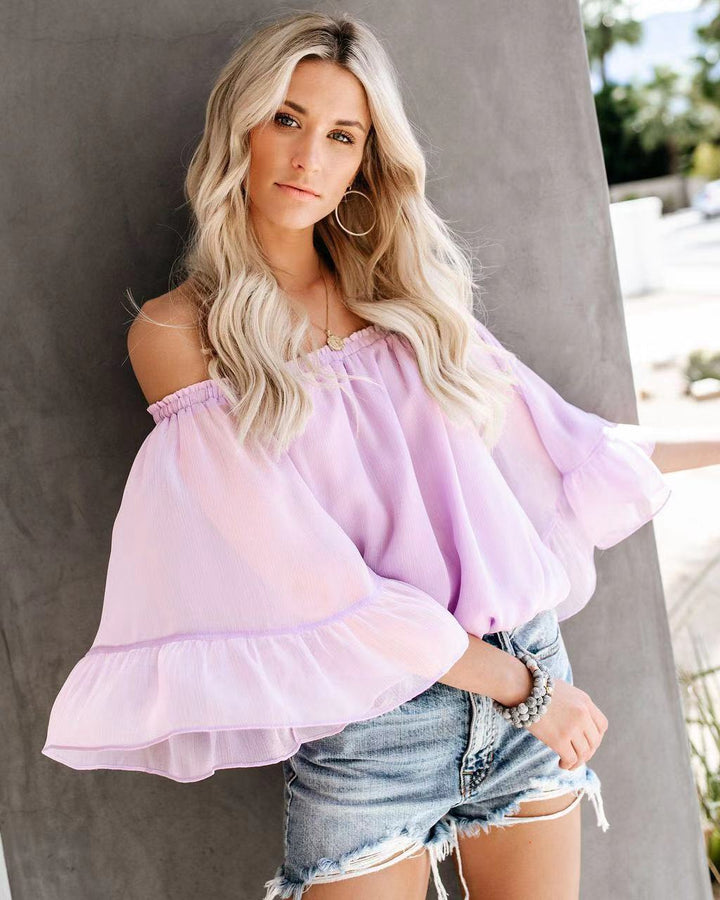 Women's blouse with wide sleeve and off-shoulder design Lune London