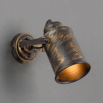 Lisslune | Metal cylinder wall lamp vintage rustic 1 light coffee house wall lamp pendant lamp in brass