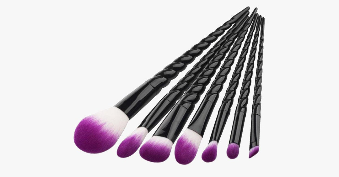 Lisslune | Black Unicorn Makeup Brush Set with 7 Brushes – For the Perfect Blending