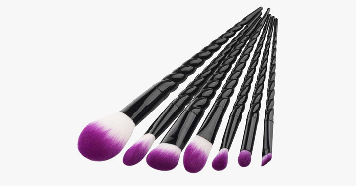 Lisslune | Black Unicorn Makeup Brush Set with 7 Brushes – For the Perfect Blending