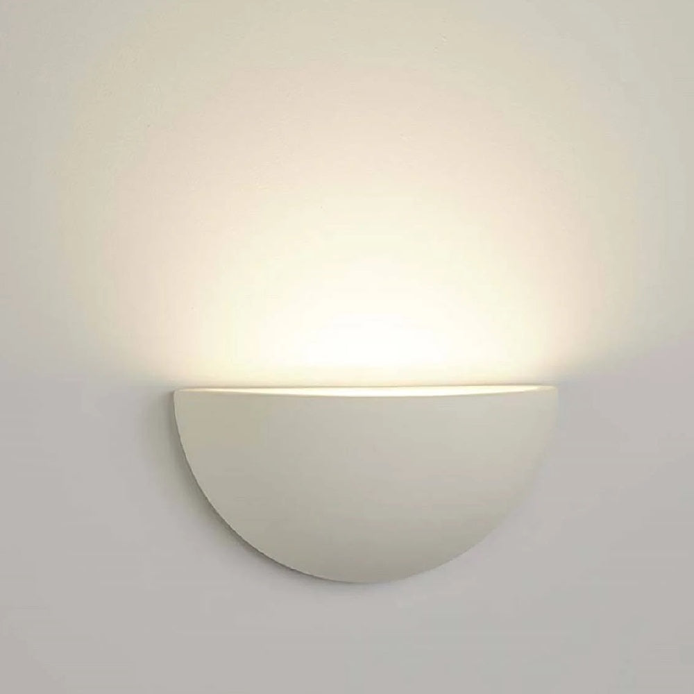 Lisslune | White Plaster Vintage Half-Round Half-Moon Paintable Wall Spotlight 30cm