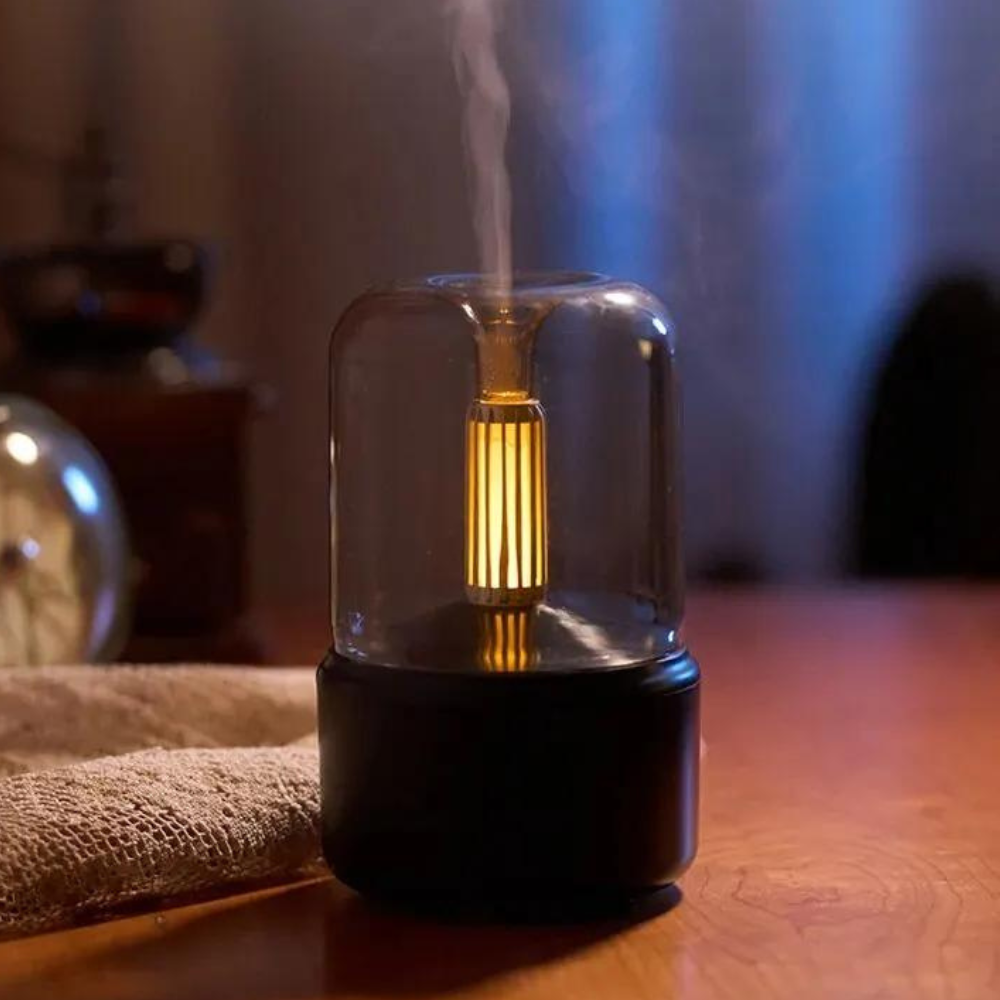 Lisslune | Retro Aroma Diffuser with Night Light - USB Essential Oil Air Humidifier for Home and Office
