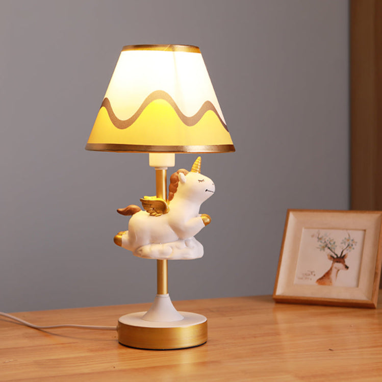 Lisslune | Twinklehorn – Unicorn Table Lamp with Fabric Shade for Home Office