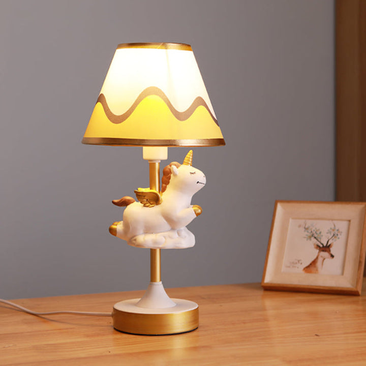 Lisslune | Twinklehorn – Unicorn Table Lamp with Fabric Shade for Home Office
