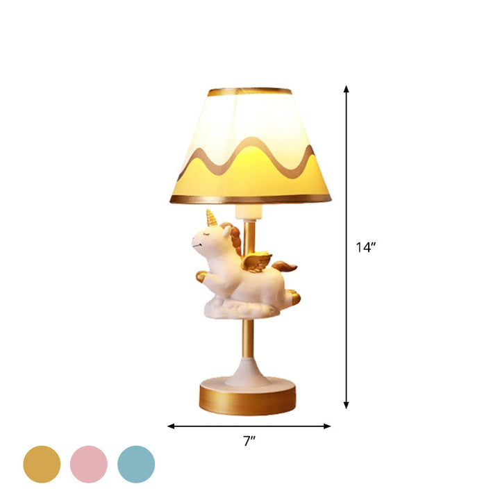 Lisslune | Twinklehorn – Unicorn Table Lamp with Fabric Shade for Home Office