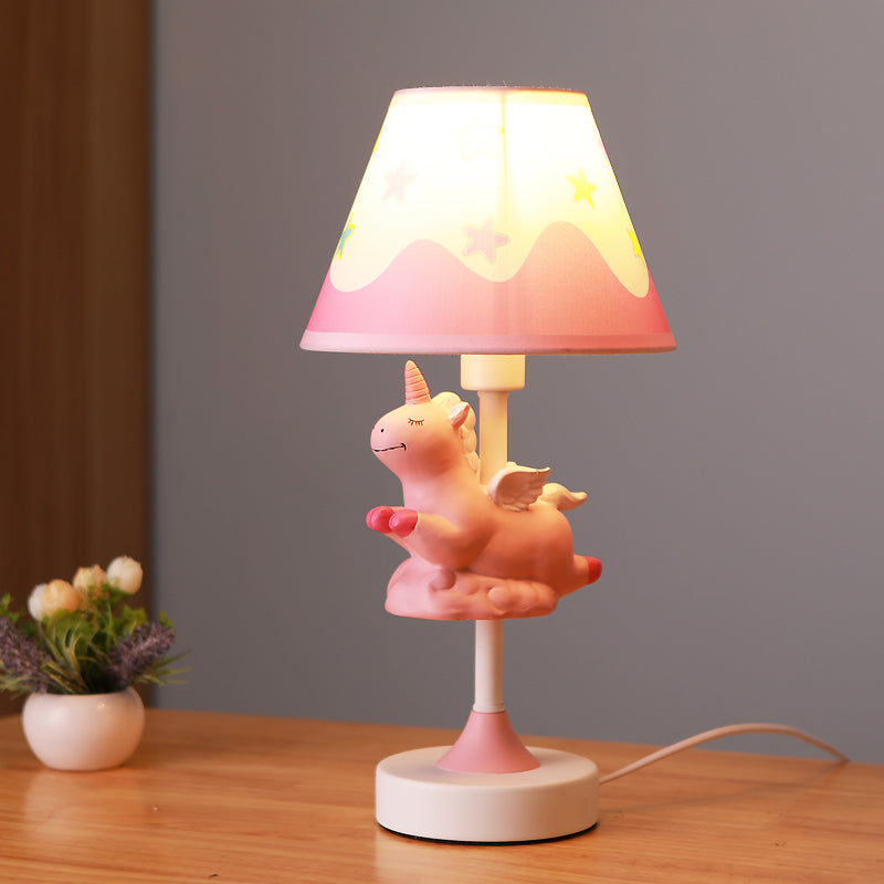 Lisslune | Twinklehorn – Unicorn Table Lamp with Fabric Shade for Home Office