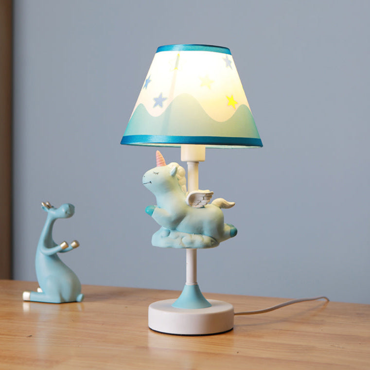 Lisslune | Twinklehorn – Unicorn Table Lamp with Fabric Shade for Home Office
