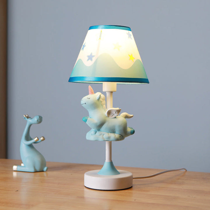 Lisslune | Twinklehorn – Unicorn Table Lamp with Fabric Shade for Home Office