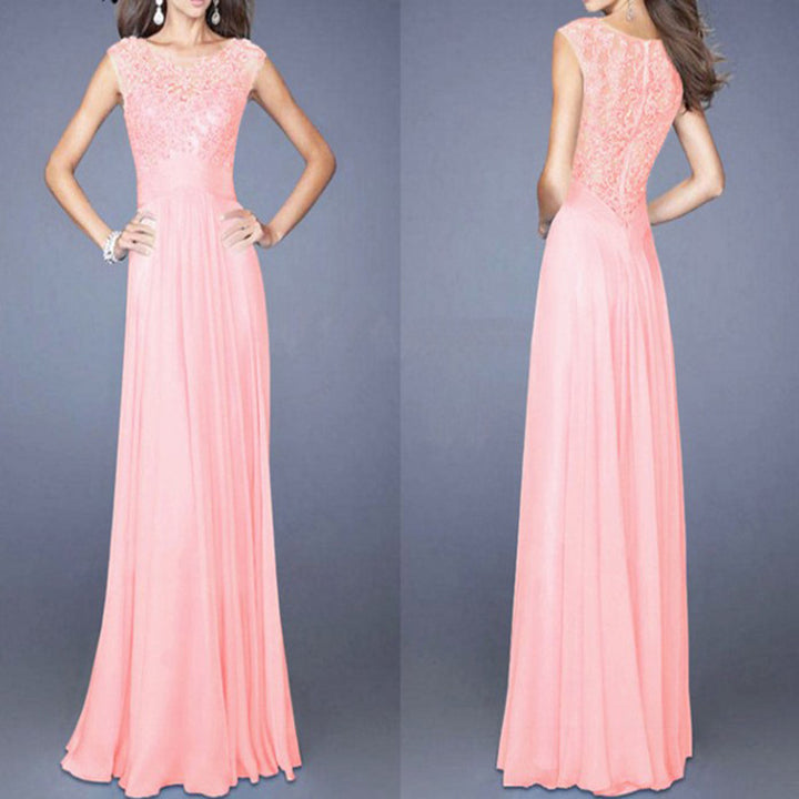 Women's evening dress with floral lace and flared skirt Lisslune