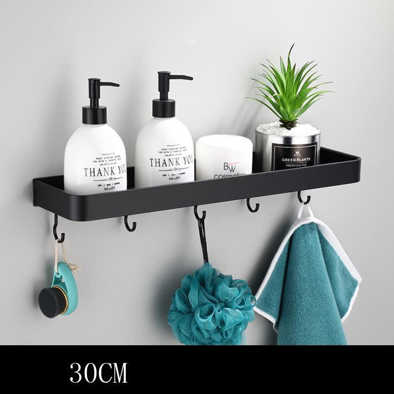Lisslune | Black bathroom shelf made of space aluminum for wall mounting