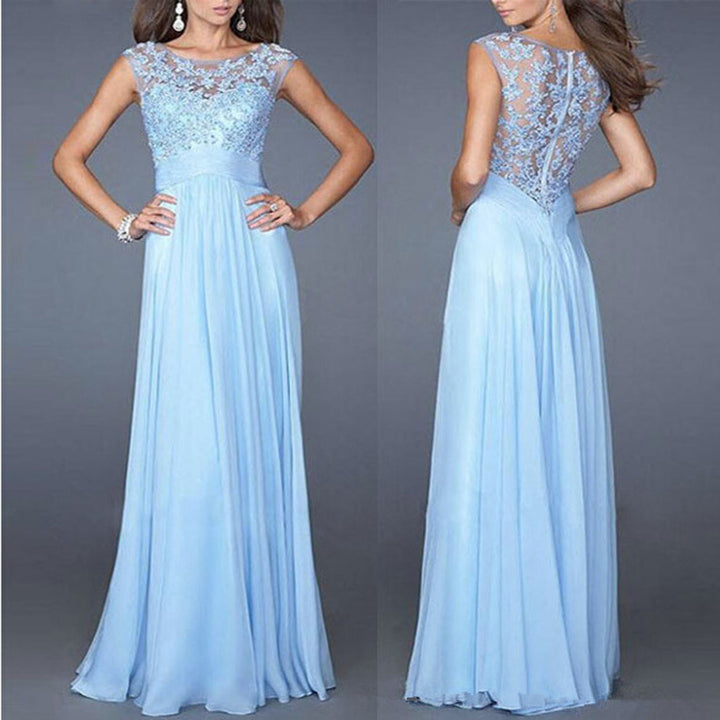 Women's evening dress with floral lace and flared skirt Lisslune