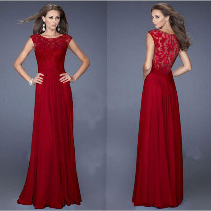 Women's evening dress with floral lace and flared skirt Lisslune
