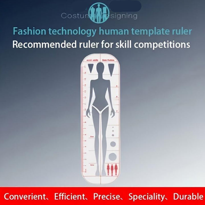 Lisslune | Fashion Sketching Acrylic Ruler and Design Template for Tailoring Excellence