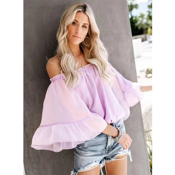 Women's blouse with wide sleeve and off-shoulder design Lune London