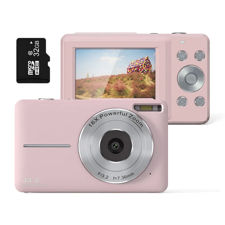 Lisslune | Portable Digital Camera 1080P 44MP with 16X Zoom – Compact Vlogging Camera with LCD Screen, Rechargeable, Perfect for Teens and Students