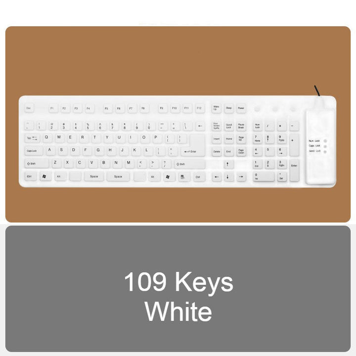 Lisslune | Roll-up Silicone Flexible Keyboard, with USB Wired, Waterproof Coating & Silent Typing