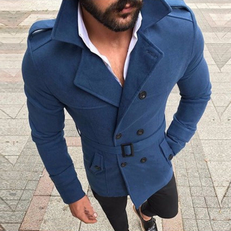 Men's fashionable trench coat with padded collar and belt Lisslune
