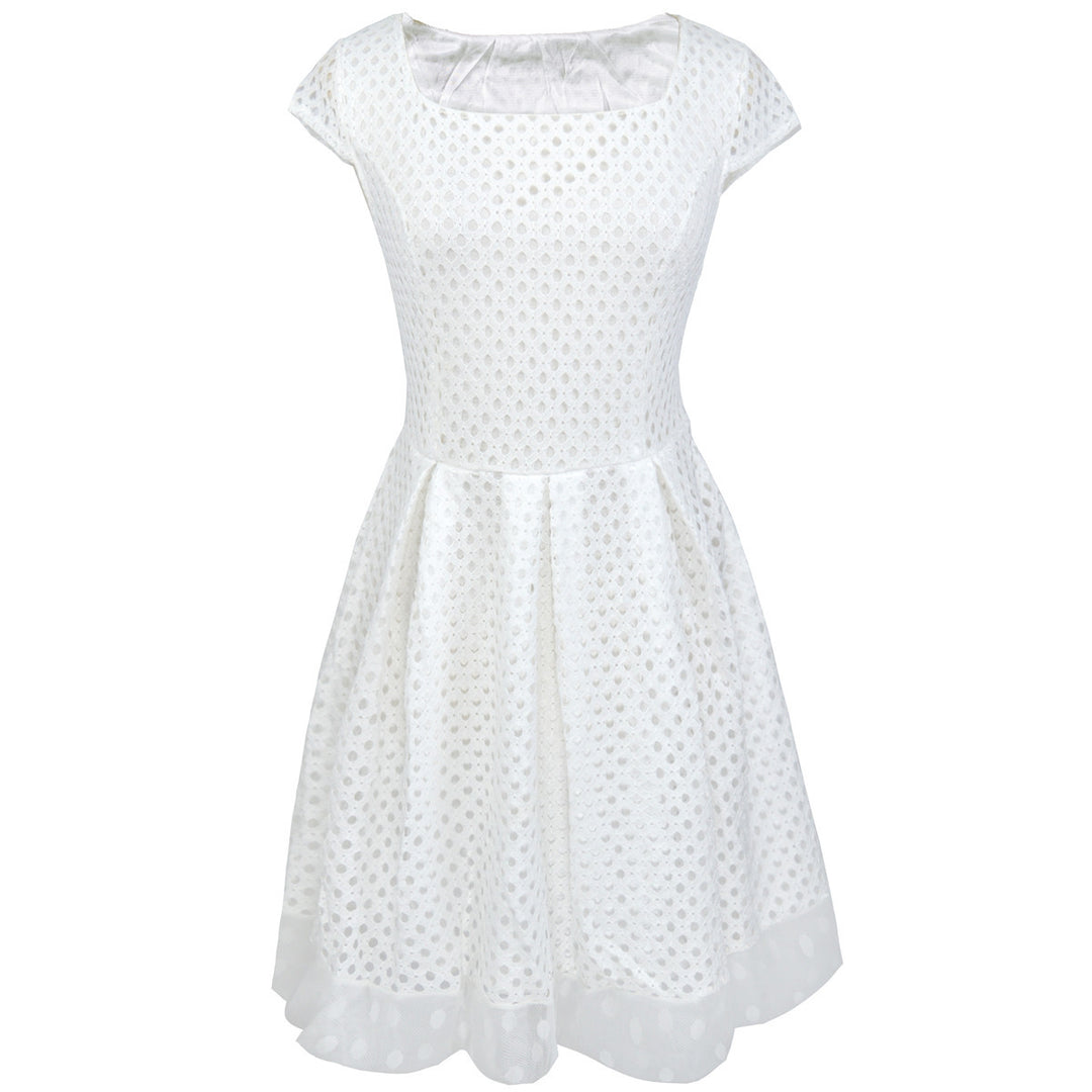 Women's summer dress with unique textured design and wide waist belt