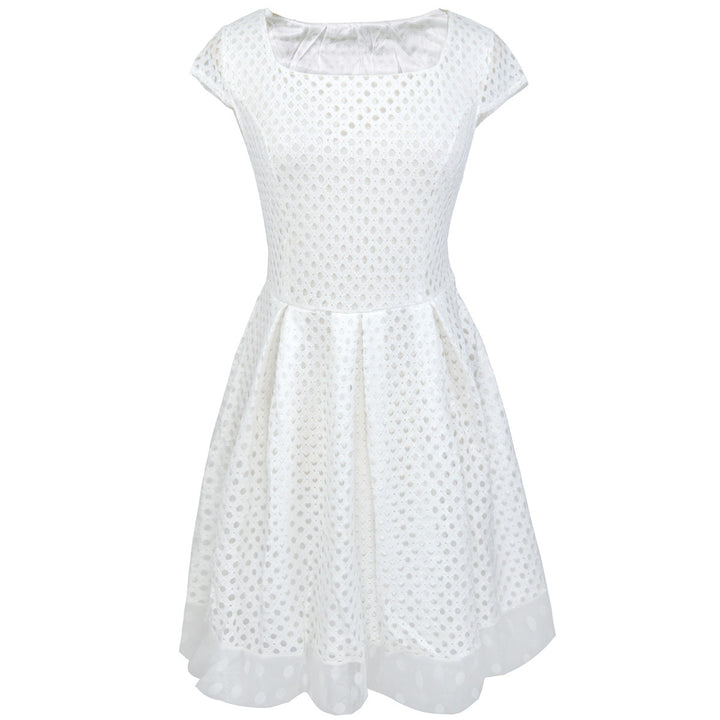 Women's summer dress with unique textured design and wide waist belt