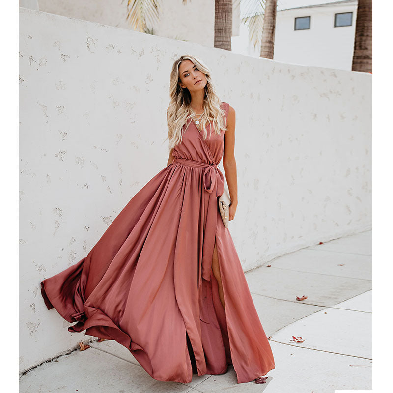 Ladies Elegant Maxi Dress with Flowing Skirt and Simple Silhouette Lisslune