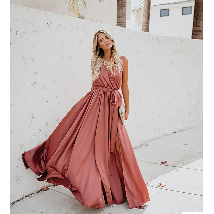 Ladies Elegant Maxi Dress with Flowing Skirt and Simple Silhouette Lisslune