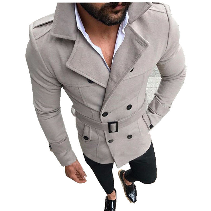 Men's fashionable trench coat with padded collar and belt Lisslune
