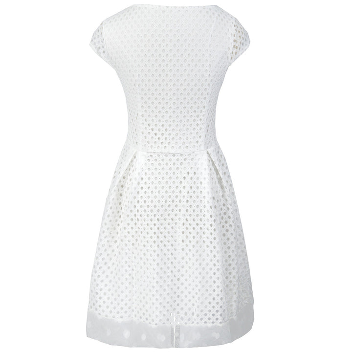Women's summer dress with unique textured design and wide waist belt