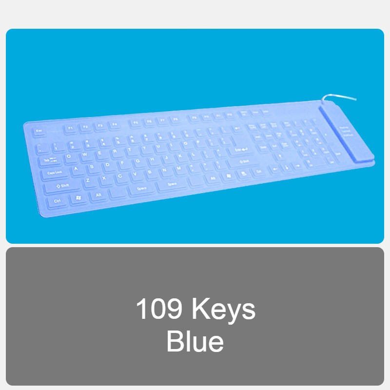 Lisslune | Roll-up Silicone Flexible Keyboard, with USB Wired, Waterproof Coating & Silent Typing
