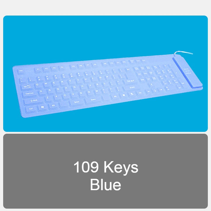 Lisslune | Roll-up Silicone Flexible Keyboard, with USB Wired, Waterproof Coating & Silent Typing