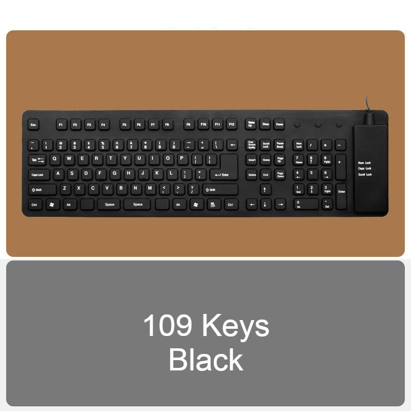 Lisslune | Roll-up Silicone Flexible Keyboard, with USB Wired, Waterproof Coating & Silent Typing
