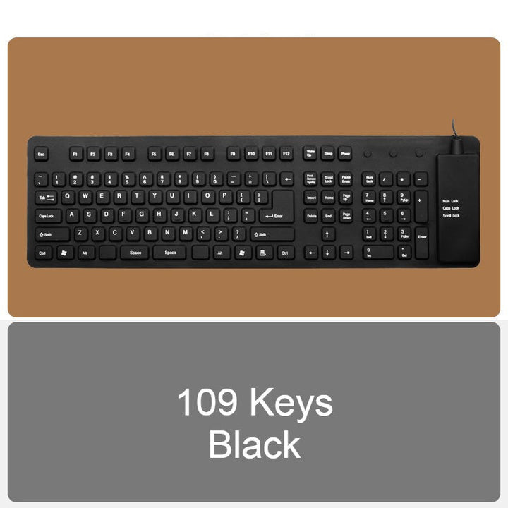 Lisslune | Roll-up Silicone Flexible Keyboard, with USB Wired, Waterproof Coating & Silent Typing