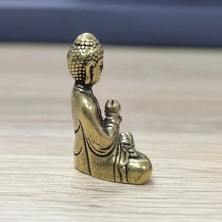 Lisslune | 10 pieces mini brass sitting Buddha statue figure for travel Buddhism worship home office desk decoration