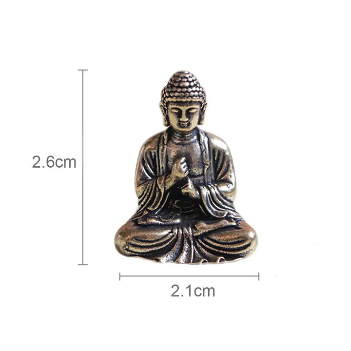 Lisslune | 10 piece Miniature Brass Sitting Buddha Statue Figure for Travel Buddhism Worship Home Office Desk Decoration