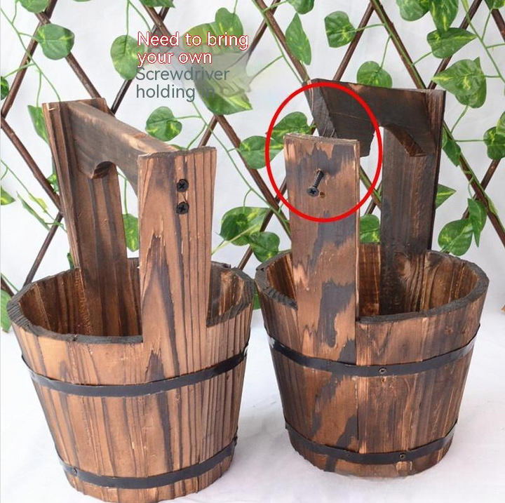 Lisslune | Wooden Bucket Planter in Barrel Design for Garden and Terrace – Decorative Flower Pots made of Wood