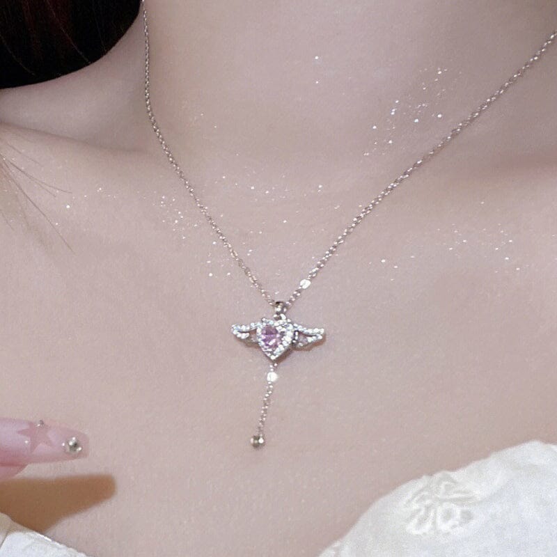 Lisslune | Pink Angel Wings Necklace