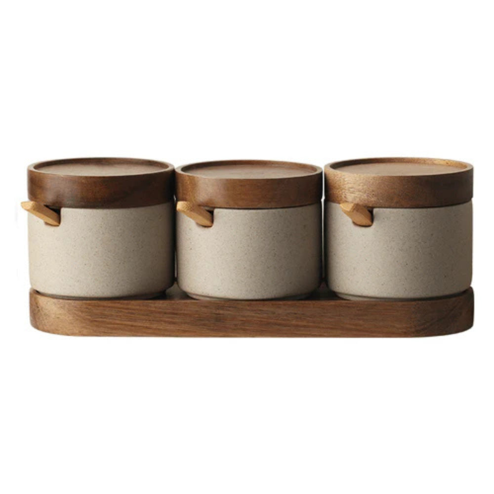 Lisslune | Rustic Ceramic Seasoning Jar Set
