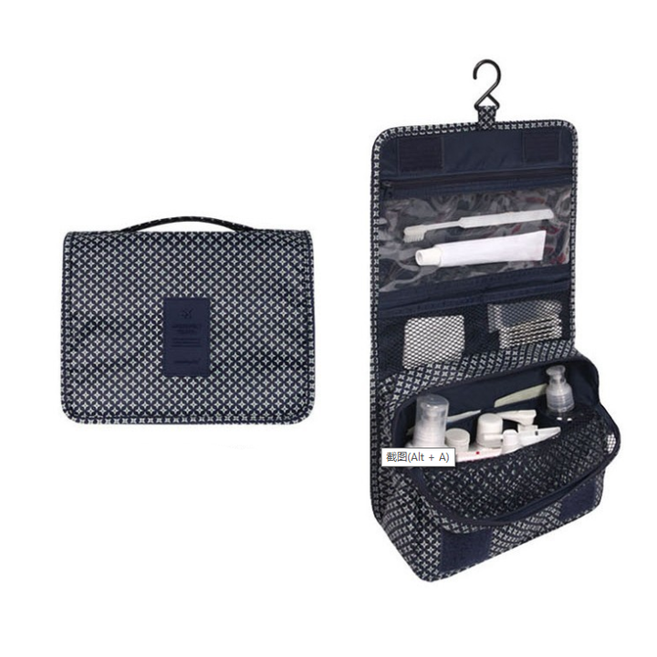 Lisslune | TravelEase – Water-repellent Cosmetic Bag with Hook and Compartments | Travel Toiletry Bag