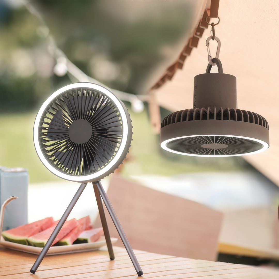 Lisslune | Portable Rechargeable Fan with LED and Built in Power Bank
